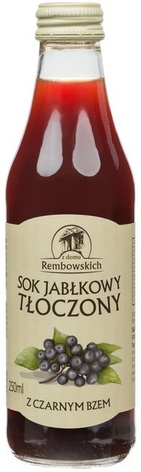 Sok jabłkowy tłoczony z owocem czarnego bzu 250 ml