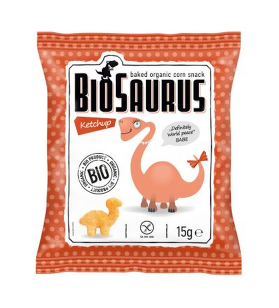 Chrupki kukurydziane Dinozaury o smaku ketchupowym BEZGL. BIO 15 g