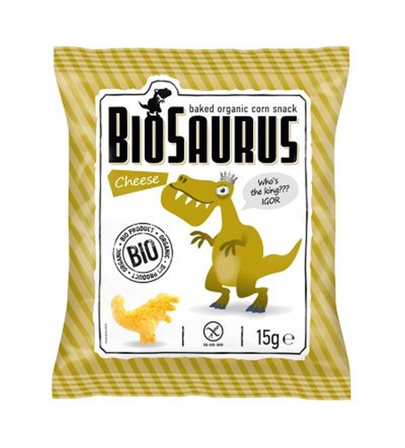 Chrupki kukurydziane Dinozaury o smaku serowym BEZGL. BIO 15 g