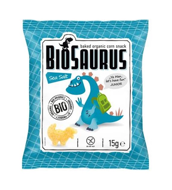 Chrupki kukurydziane Dinozaury z solą morską BEZGL. BIO 15 g