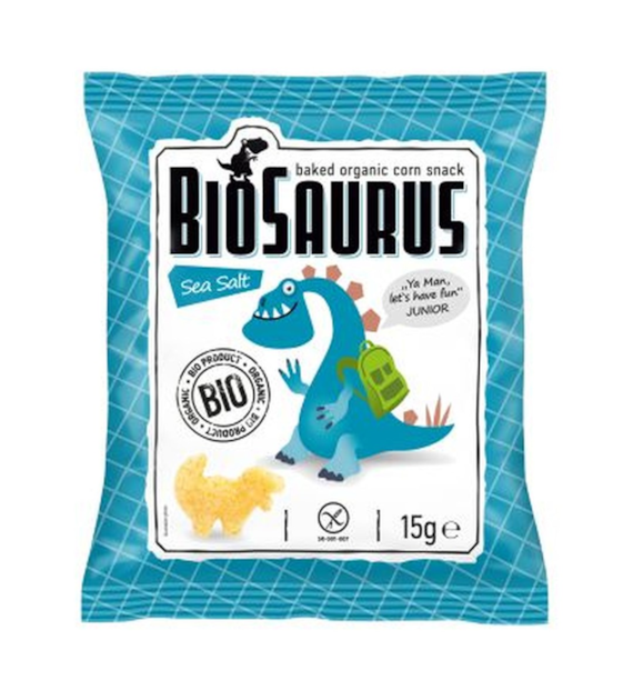 Chrupki kukurydziane Dinozaury z solą morską BEZGL. BIO 15 g