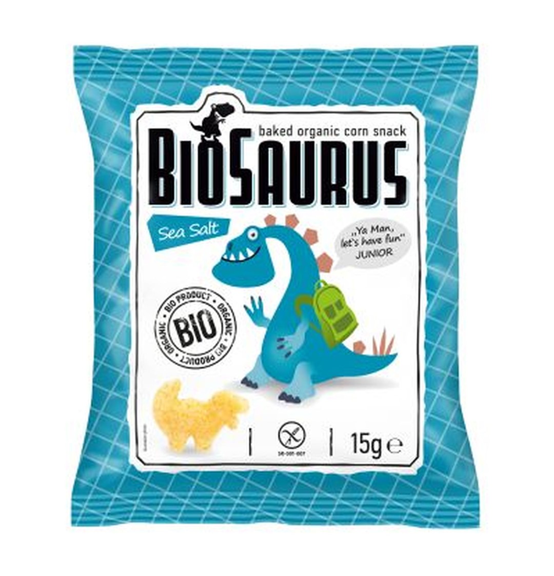 Chrupki kukurydziane Dinozaury z solą morską BEZGL. BIO 15 g