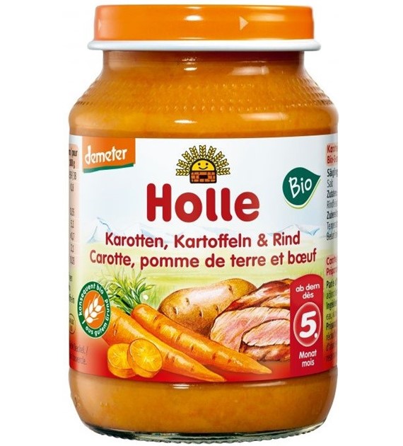 Danie dla niemowląt marchew, ziemniaki i wołowina BIO 190 g Holle