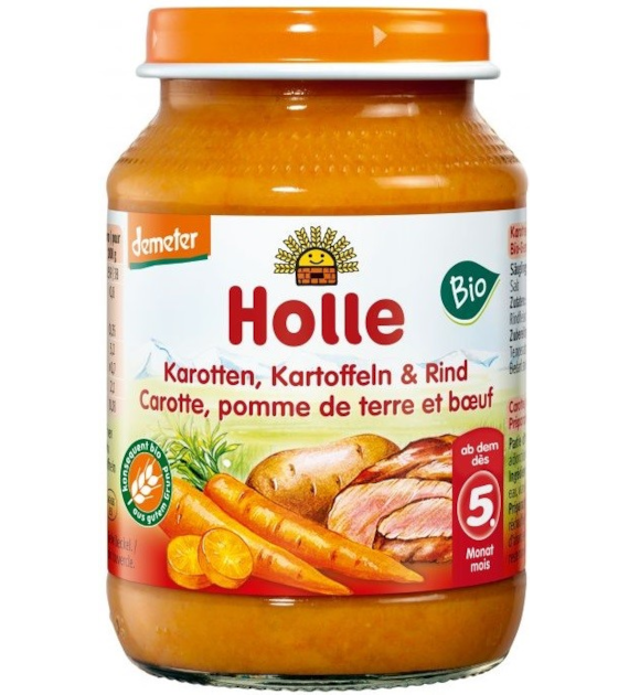 Danie dla niemowląt marchew, ziemniaki i wołowina BIO 190 g Holle