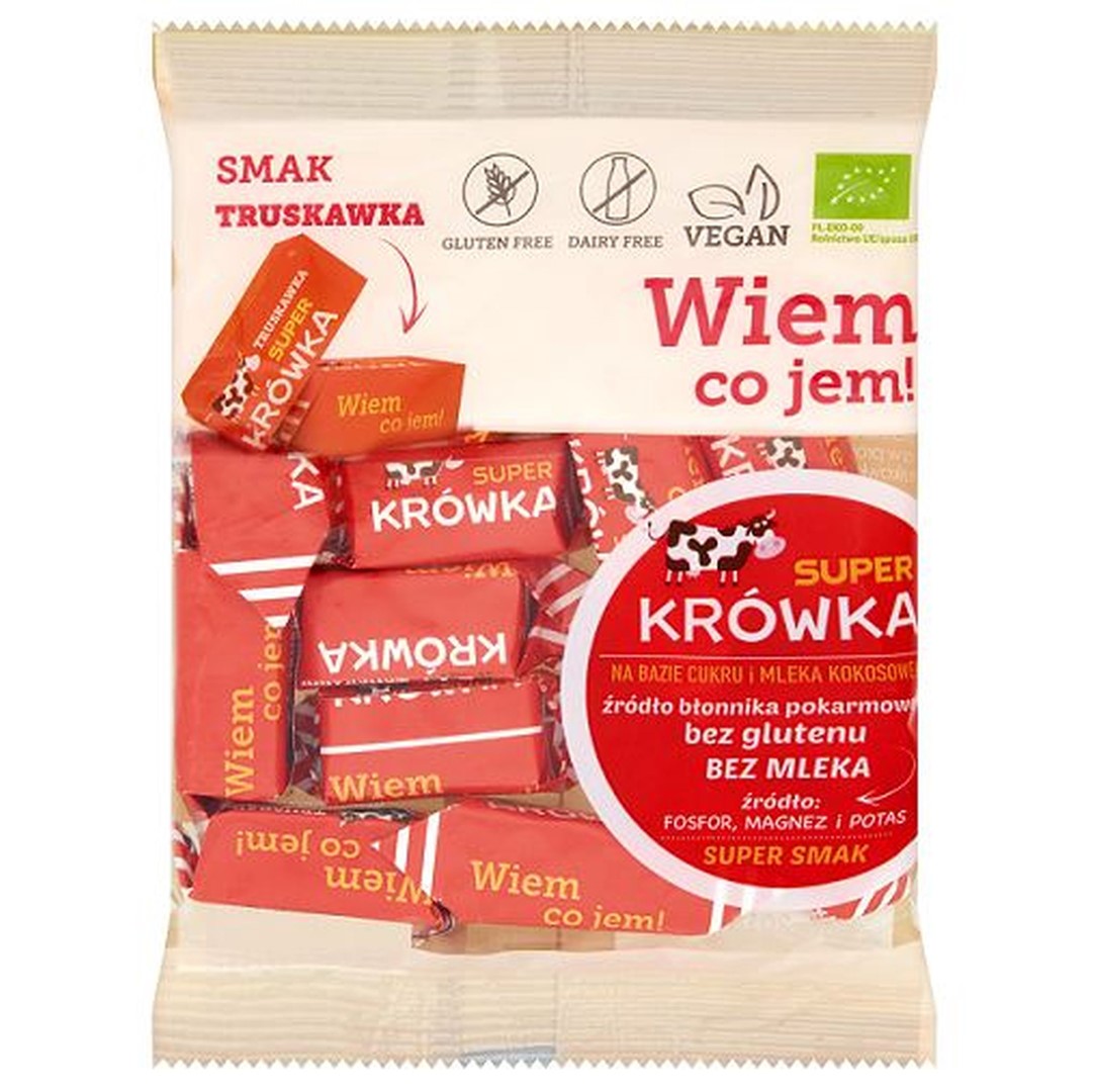 Krówki bezmleczne truskawkowe BEZG. BIO 150 g