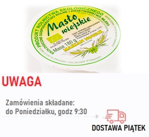 Masło wiejskie BIO 180 g