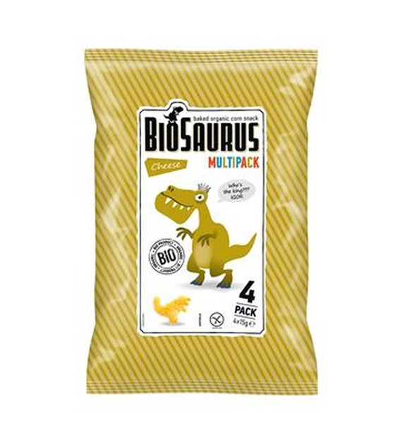 Chrupki kukurydziane Dinozaury o smaku serowym BEZGL. BIO 4x15 g