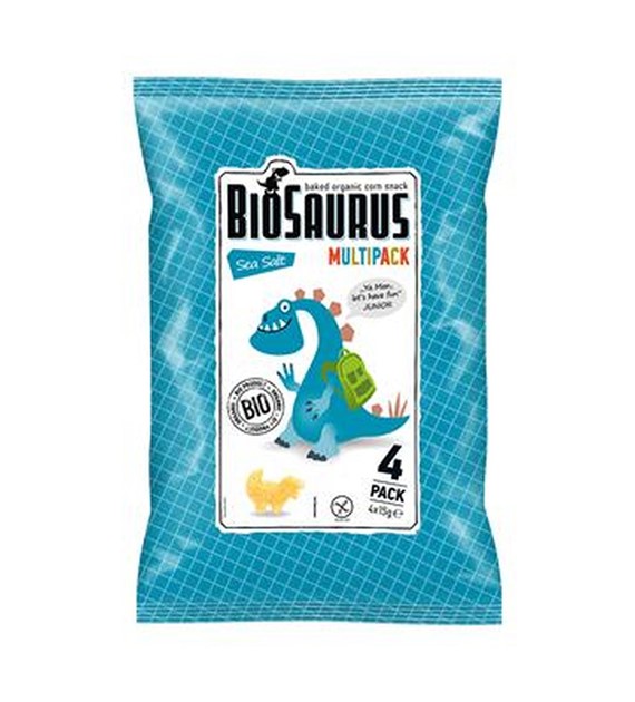 Chrupki kukurydziane Dinozaury z solą morską BEZGL. BIO 4x15 g