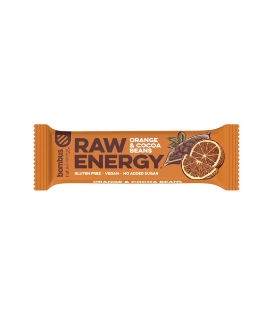 Baton RAW ENERGY pomarańcz-ziarna kakao BEZGL. 50 g