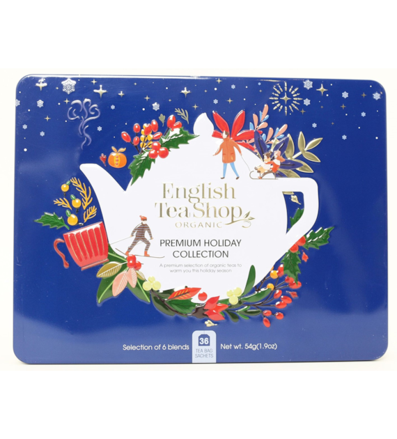 Zestaw herbatek Premium Holiday Collection w ozdobnej niebieskiej puszce BIO 72g BN