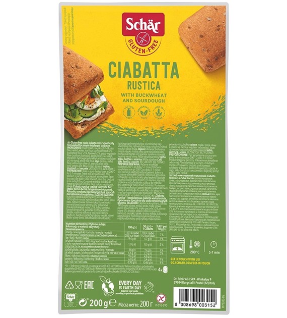 Ciabatta rustica- bułki wieloz. BEZGL. 200 g