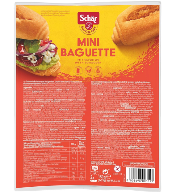 Mini baguette- bagietki do zapiekania BEZGL.150 g