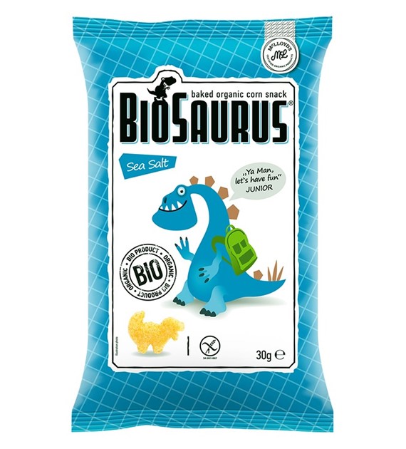 Chrupki kukurydziane Dinozaury z solą morską BEZGL. BIO 30 g