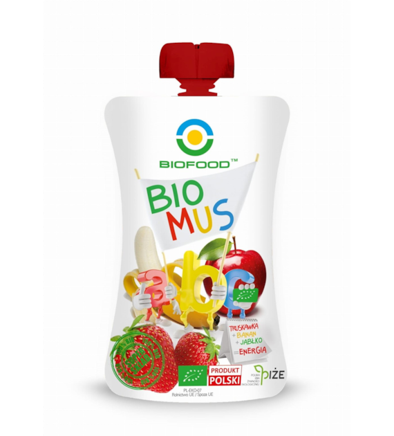 Mus Truskawkowo Bananowo Jabłkowy BIO 90 g