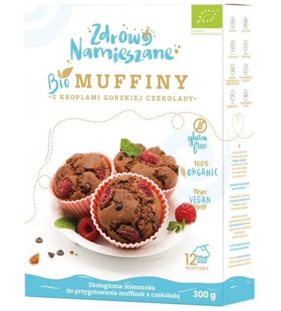 Mieszanka do wypieku muffinków z kroplami gorzkiej czekolady BIO 300 g
