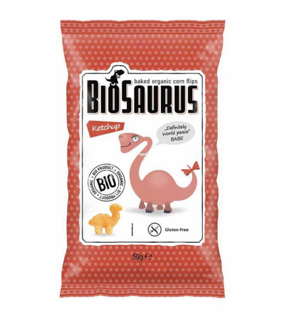 Chrupki kukurydziane Dinozaury o smaku ketchupowym BEZGL. BIO 50 g