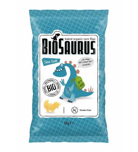 Chrupki kukurydziane Dinozaury z solą morską BEZGL. BIO 50 g