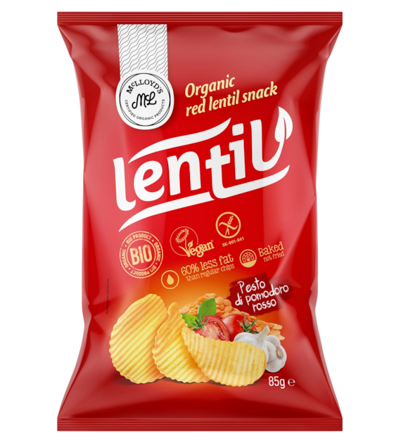 Chipsy z czerwonej soczewicy o smaku pesto rosso BEZGL. BIO 85 g