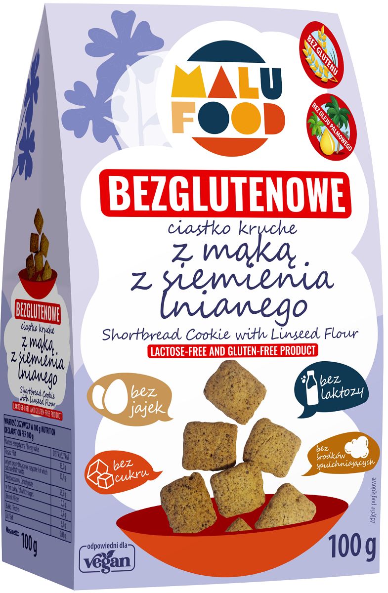 Ciastka kruche  z mąką z siemienia lnianego BEZGL.  B/C 100 g