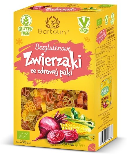 Makaron kukurydziano-ryżowy zwierzątka kolorowe  BEZGL. BIO 250g