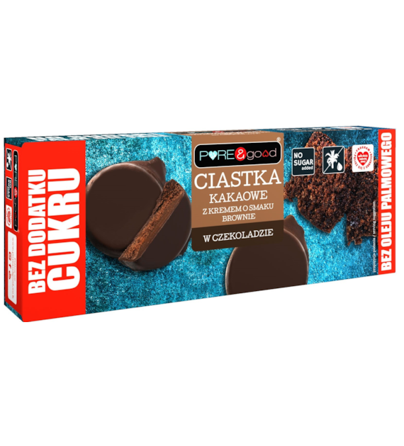 Ciastka kakaowe z kremem o smaku brownie w czekoladzie gorzkiej bez dodatku cukru 128g