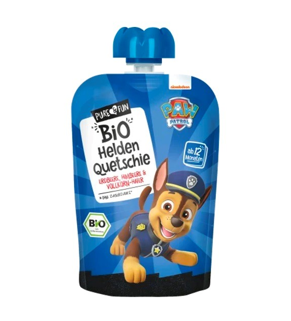 Przecier truskawka- malina z owsem BIO 100 g Psi Patrol- Chase