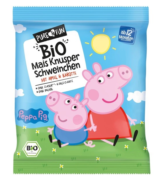 Chrupki kukurydziane jabłko- marchew BIO 30 g Świnka Peppa