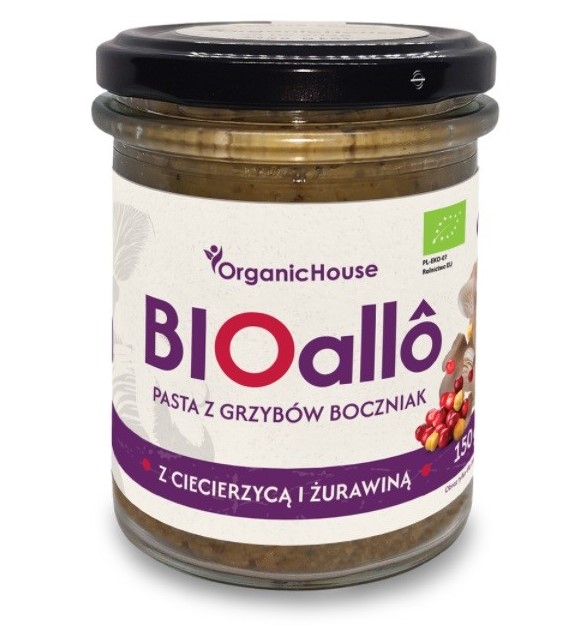 BIOallô - pasta z grzybów boczniak z ciecierzycą i żurawiną BIO 180 g