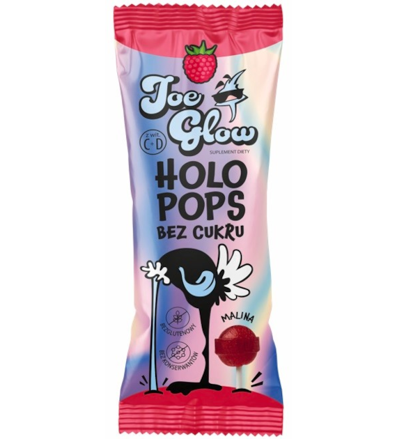 HOLOPOPS lizak kulka bez cukru o smaku mailinowym 8g z witaminą C i D (SPRZEDAŻ NA OPAKOWANIA ZBIORCZE)