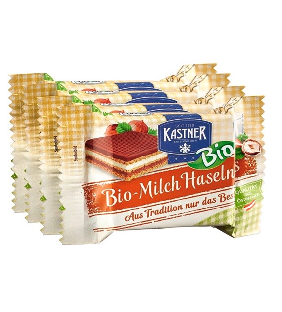 Wafelek z kremem mlecznym i orzechami laskowymi BIO 4 x 25 g