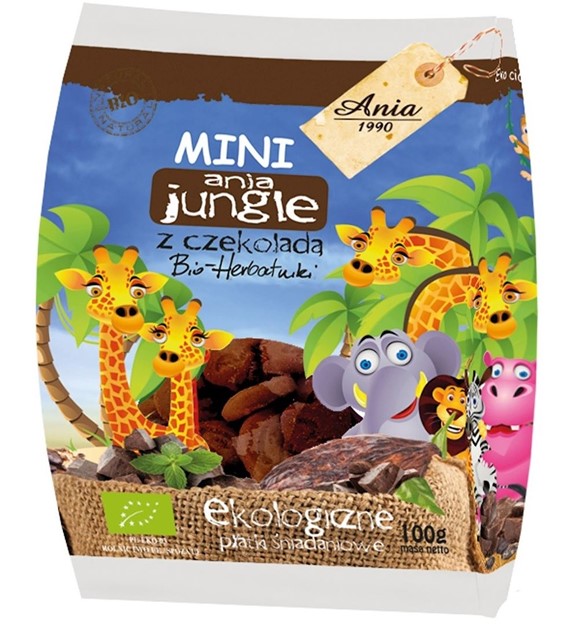 Ciastka z czekoladą mini jungle BIO 100g