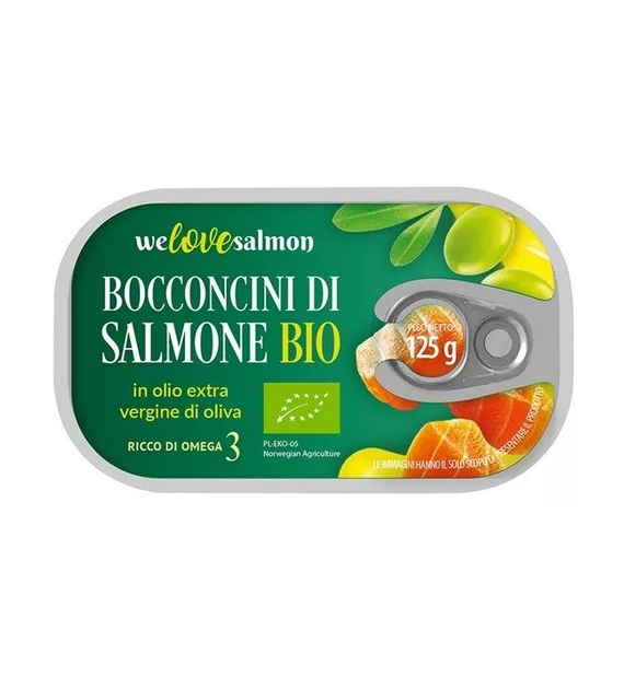Kawałki łososia w oliwie z oliwek extra virgin BIO 125g /70g