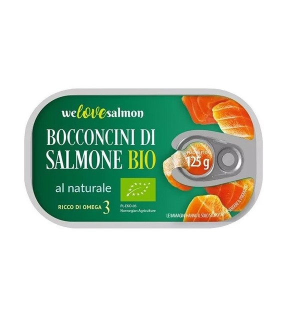 Kawałki łososia w zalewie naturalnej BIO 125g