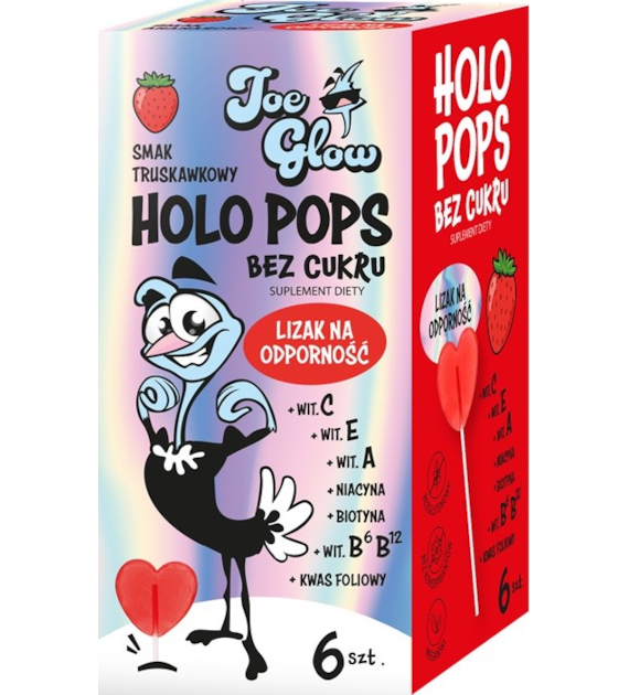 HOLOPOPS Lizak na odporność truskawkowy  B/C ( 6szt) 36 g