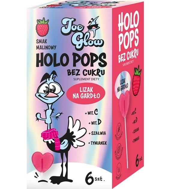 HOLOPOPS lizak na gardło malinowy B/C (6szt) 36 g