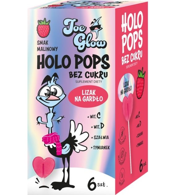 HOLOPOPS lizak na gardło malinowy B/C (6szt) 36 g