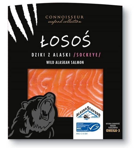 Łosoś pacyficzny dziki SOCKEYE w plastrach wędzony na zimno 75g