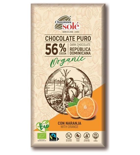 Czekolada gorzka 56% kakao z pomarańczą BIO 100 g
