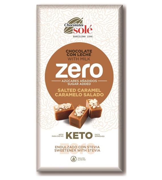 Czekolada mleczna bez dodatku cukru słony karmel ze stewią KETO 100 g