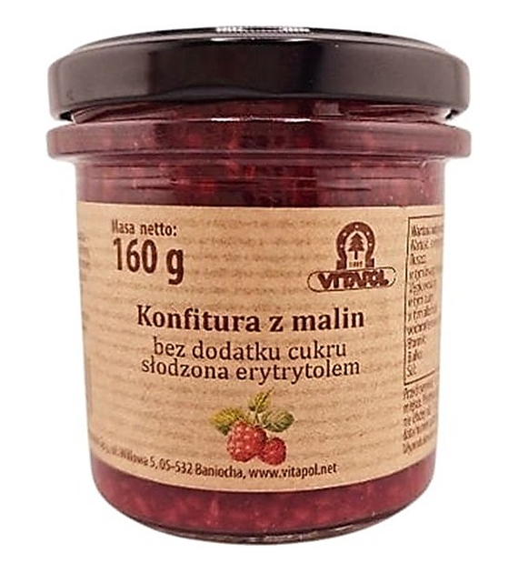 Konfitura z malin słodzona erytrytolem  B/C 160g