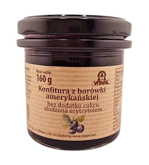 Konfitura z borówki amerykańskiej słodzona erytrytolem B/C 160g
