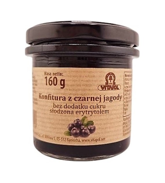 Konfitura z czarnej jagody słodzona erytrytolem B/C 160g