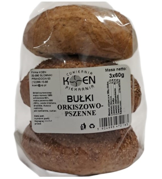 Bułki orkiszowo-pszenne 3x60