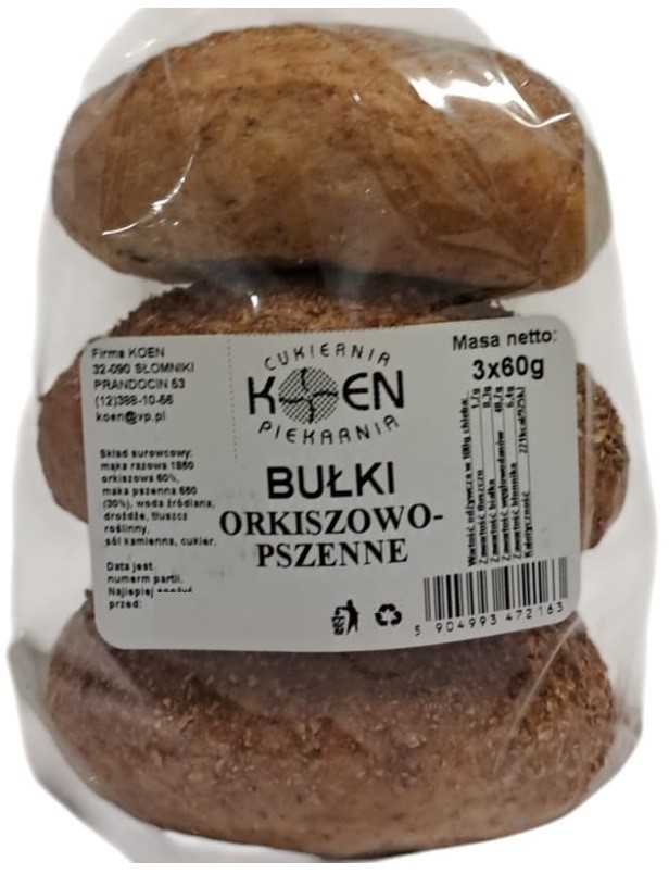 Bułki orkiszowo-pszenne 3x60