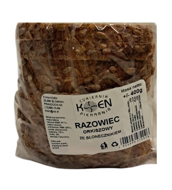 Razowiec orkiszowy ze słonecznikiem 400g