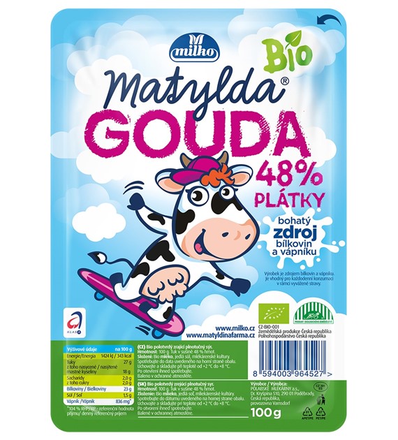 Ser gouda w plastrach 48% tł. BIO 100 g