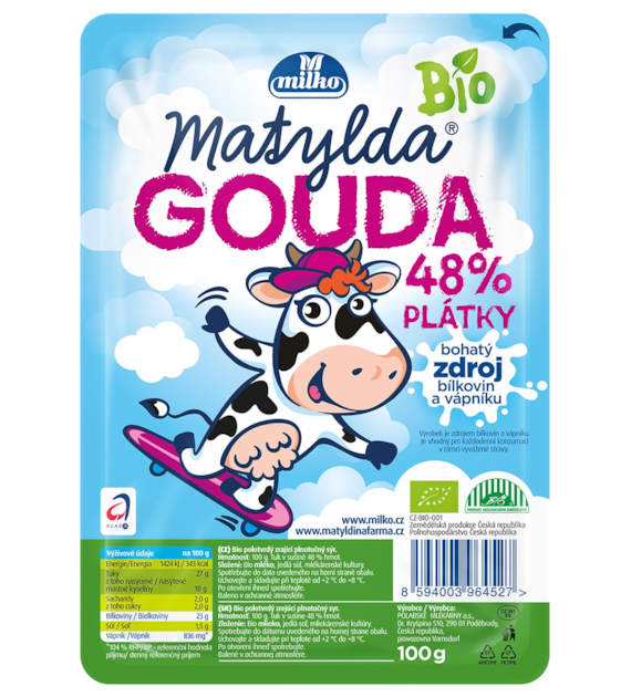 Ser gouda w plastrach 48% tł. BIO 100 g