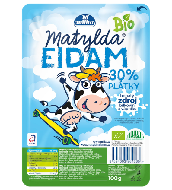 Ser edam w plastrach 30% tł. BIO 100 g