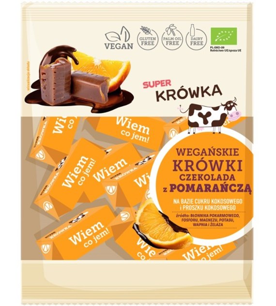 Krówki wegańskie czekolada z pomarańczą BIO 150 g