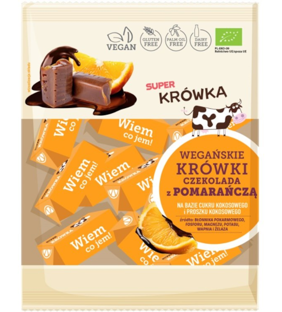 Krówki wegańskie czekolada z pomarańczą BIO 150 g